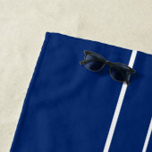 Gold Monogram Blue White Racing Stripes Pool Strandlaken (In situ)