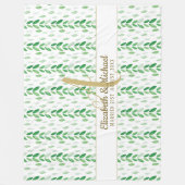 Gold Monogram Botanische Waterverf Greenery Weddin Fleece Deken (Voorkant)