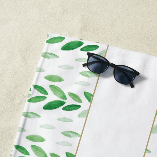 Gold Monogram Botanische Waterverf Greenery Weddin Strandlaken (In situ)