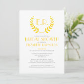 Gold Monogram Bridal Shower Invitations Kaart (Staand voorkant)