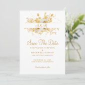 Gold Monogram Bride Groom Name Wedding Save The Date (Staand voorkant)