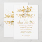 Gold Monogram Bride Groom Name Wedding Save The Date (Voorkant / Achterkant)