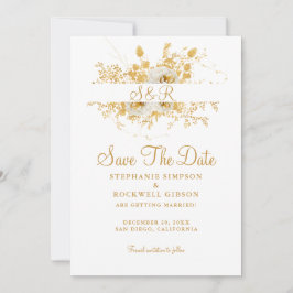 Gold Monogram Bride Groom Name Wedding Save The Date