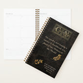 Gold Monogram bruin leder bedrijfsplanner Planner (Display)