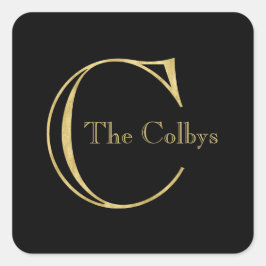 Gold Monogram C en naam op elke kleur Vierkante Sticker