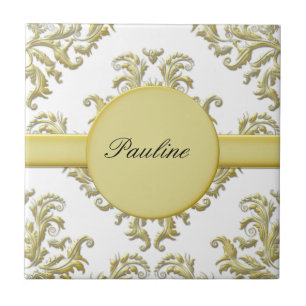 Gold Monogram Ceramic Tile Tegeltje