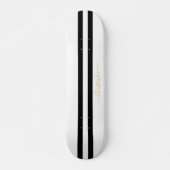 Gold Monogram Classic Black White Racing Stripes Persoonlijk Skateboard (Voorkant)