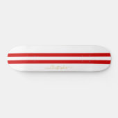 Gold Monogram Classic Red White Racing Stripes Persoonlijk Skateboard (Horizontaal)