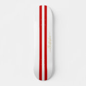 Gold Monogram Classic Red White Racing Stripes Persoonlijk Skateboard (Voorkant)