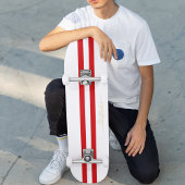 Gold Monogram Classic Red White Racing Stripes Persoonlijk Skateboard
