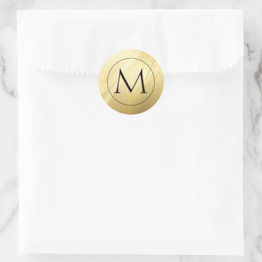 Gold Monogram Classic Round Sticker (Tas)