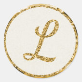 Gold Monogram Classic Round Sticker (Voorkant)