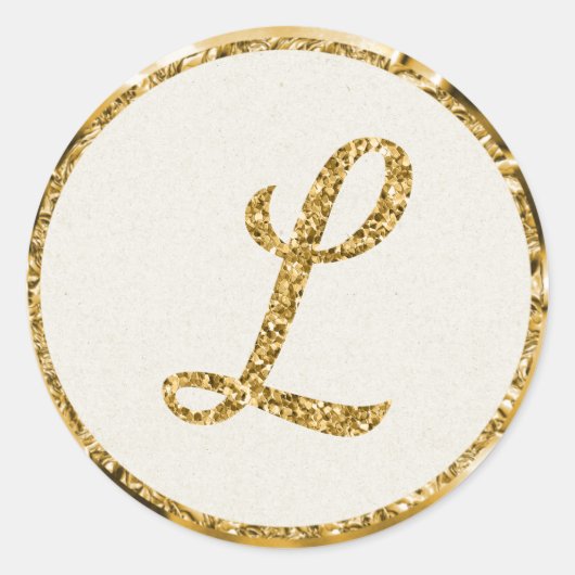 Gold Monogram Classic Round Sticker (Voorkant)