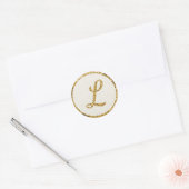 Gold Monogram Classic Round Sticker (Envelop)