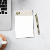 Gold Monogram Creamy White Leather Look Elegant Post-it® Notes
