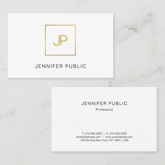 Gold Monogram Creatief Ontwerp Modern Professional Visitekaartje (Voorkant / Achterkant)