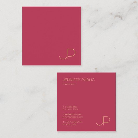 Gold Monogram Creative Design Sjabloon Modern Vierkante Visitekaartje (Voorkant / Achterkant)