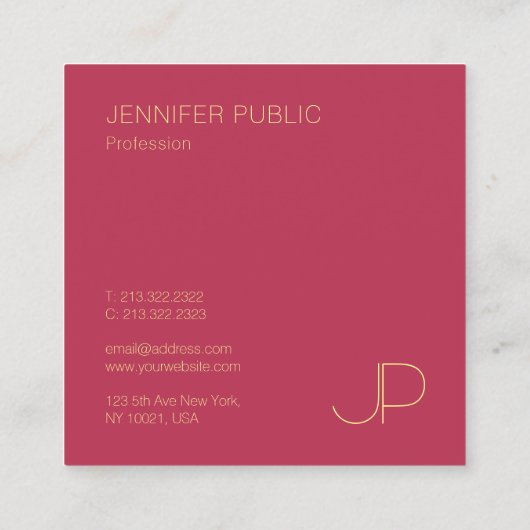 Gold Monogram Creative Design Sjabloon Modern Vierkante Visitekaartje (Achterkant)