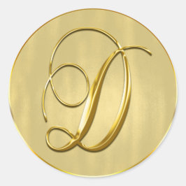 Gold Monogram D Seal Wedding Invitation Holiday Ronde Sticker