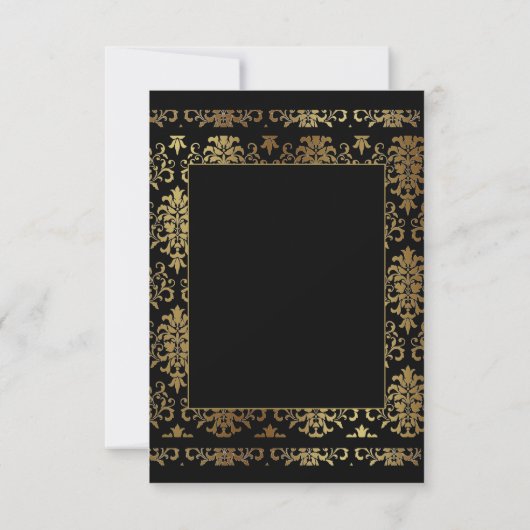 Gold Monogram Damask Elegant Bedankt (Achterkant)