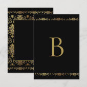 Gold Monogram Damask Elegant Bedankt (Voorkant / Achterkant)