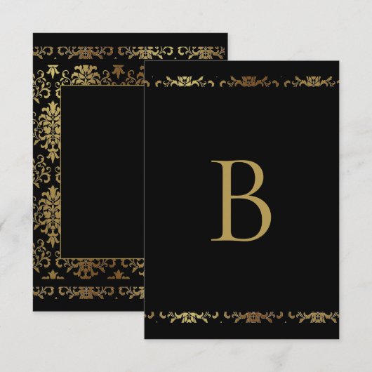 Gold Monogram Damask Elegant Bedankt (Voorkant / Achterkant)
