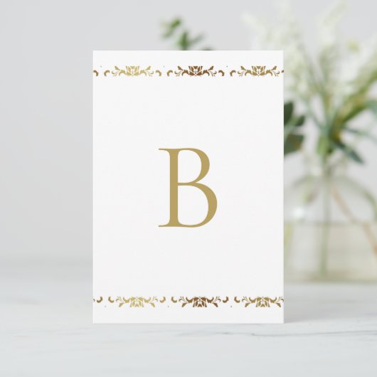 Gold Monogram Damask Elegant Bedankt (Staand voorkant)