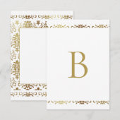 Gold Monogram Damask Elegant Bedankt (Voorkant / Achterkant)
