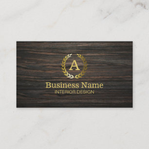Gold Monogram Dark Wood Interior Design Visitekaartje