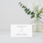 Gold Monogram Design Trendy Modern Elegant Plain Visitekaartje (Staand voorkant)