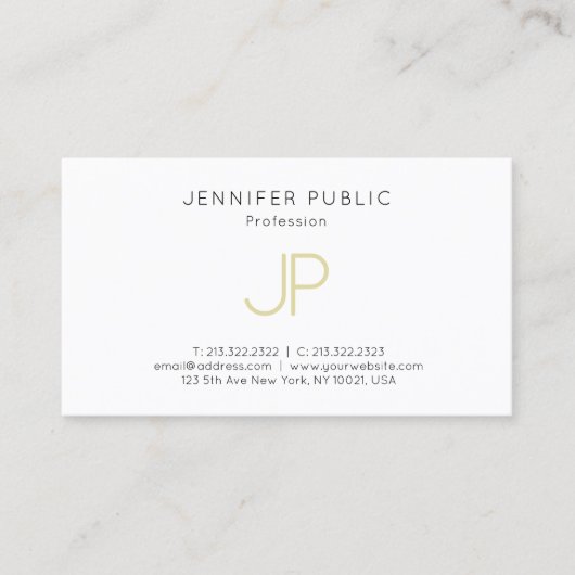 Gold Monogram Design Trendy Modern Elegant Plain Visitekaartje (Voorkant)
