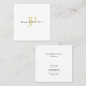 Gold Monogram Design Trendy Modern Plain Elegant Vierkante Visitekaartje (Voorkant / Achterkant)