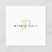 Gold Monogram Design Trendy Modern Plain Elegant Vierkante Visitekaartje (Voorkant)