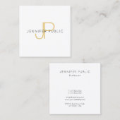 Gold Monogram Design Trendy Moderne Sjabloon Vierkante Visitekaartje (Voorkant / Achterkant)