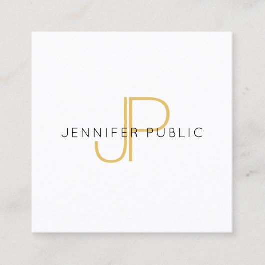 Gold Monogram Design Trendy Moderne Sjabloon Vierkante Visitekaartje (Voorkant)