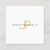Gold Monogram Design Trendy Moderne Sjabloon Vierkante Visitekaartje (Voorkant)