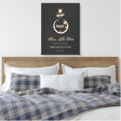 Gold Monogram Diamond Wedding Save the Date Canvas Afdruk (Insitu (Slaapkamer))