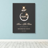 Gold Monogram Diamond Wedding Save the Date Canvas Afdruk (Insitu (Houten vloer))