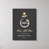 Gold Monogram Diamond Wedding Save the Date Canvas Afdruk (Voorkant)