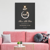 Gold Monogram Diamond Wedding Save the Date Canvas Afdruk (Insitu (Woonkamer))