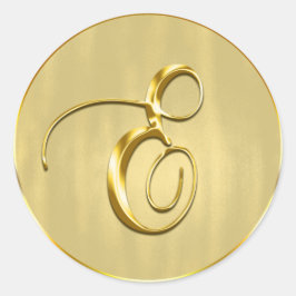 Gold Monogram E Seal Wedding Invitation Holiday Ronde Sticker