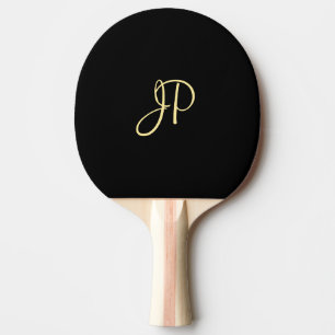 Gold Monogram Elegant Black Sjabloon, op maat gema Tafeltennisbatje