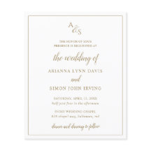 Gold Monogram Elegant Budget Weduwen Uitnodiging