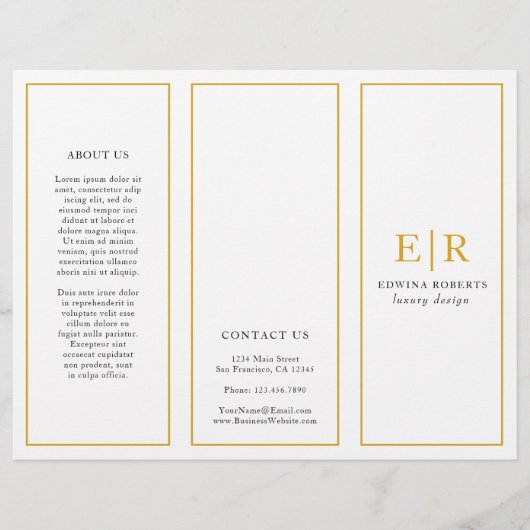 Gold Monogram Elegant Business Trifold Brochure (Voorkant)