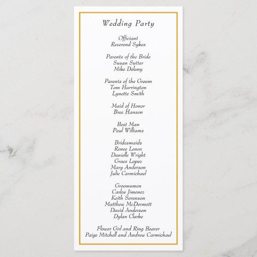 Gold Monogram Elegant Classic Wedding Programmakaart (Achterkant)