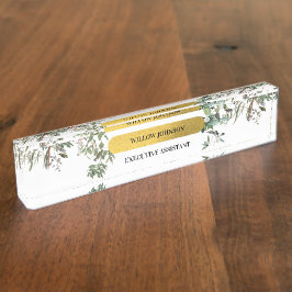 Gold Monogram Elegant Eucalyptus Greenery & Birds Naambordje