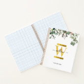 Gold Monogram Elegant Eucalyptus Greenery & Birds Notitieboek (Binnen)