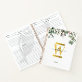 Gold Monogram Elegant Eucalyptus Greenery & Birds Notitieboek (Binnen)