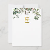 Gold Monogram Elegant Eucalyptus Greenery & Birds Notitiekaartje (Voorkant)