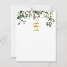Gold Monogram Elegant Eucalyptus Greenery & Birds